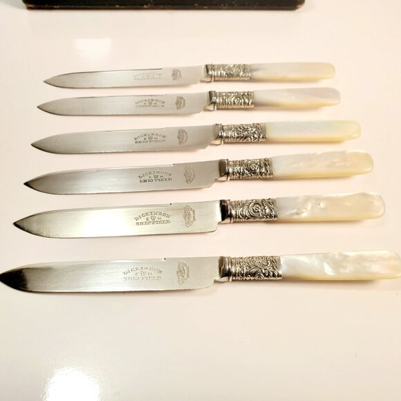 Antique Mother-of-Pearl Fruit/Dessert Knives – Set of 6 -c.1905–1925, Sheffield - Picture 5 of 9